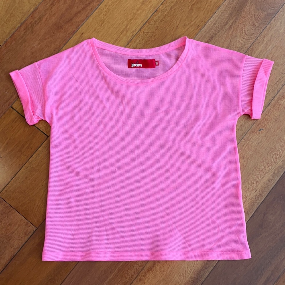 B jeans pink T-shirt see through size 38